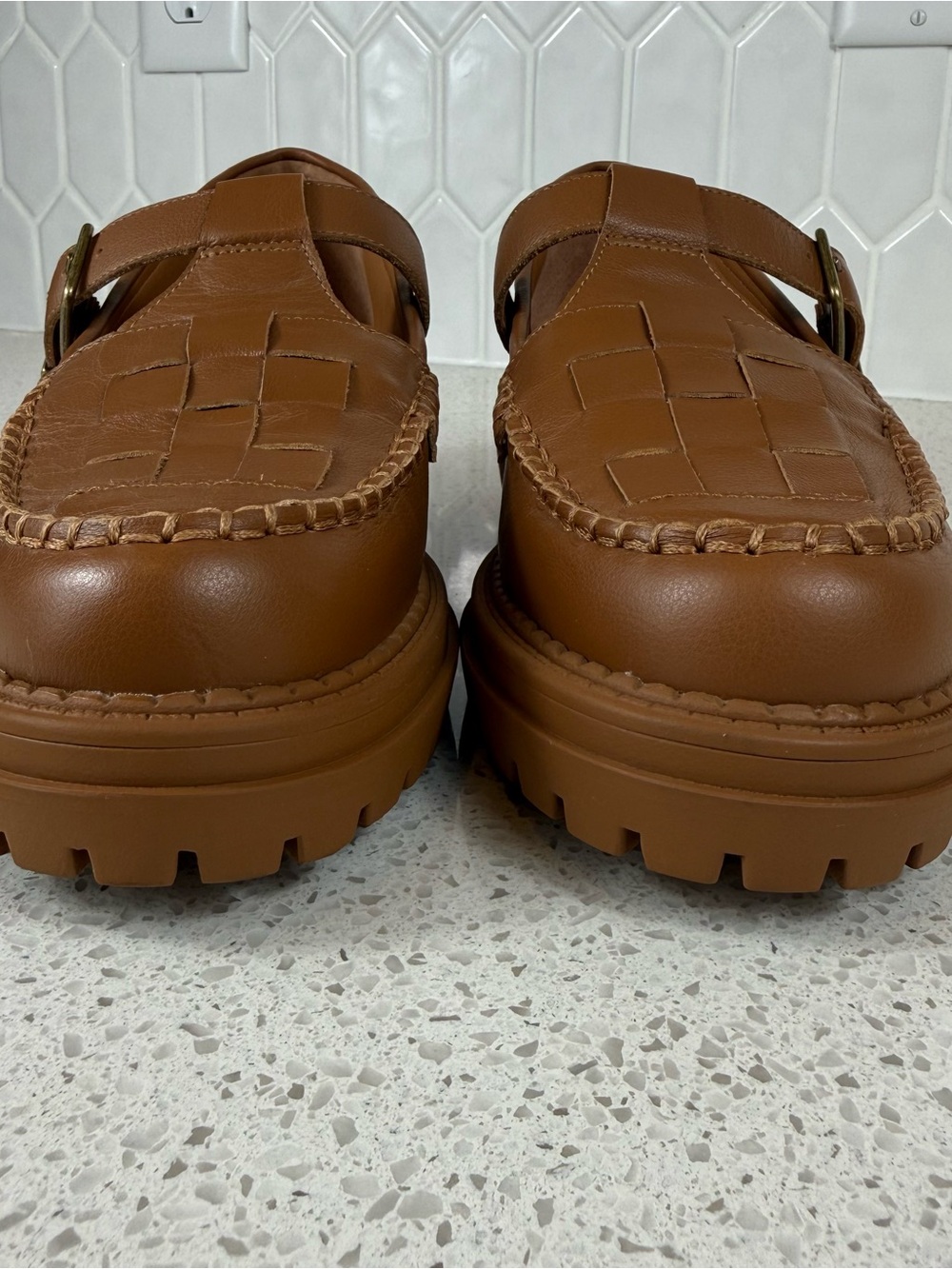 Chelsea & Violet T-Bar Loafer’s Tan Platform Mary Jane Women’s Size 9.5 - Picture 6 of 11